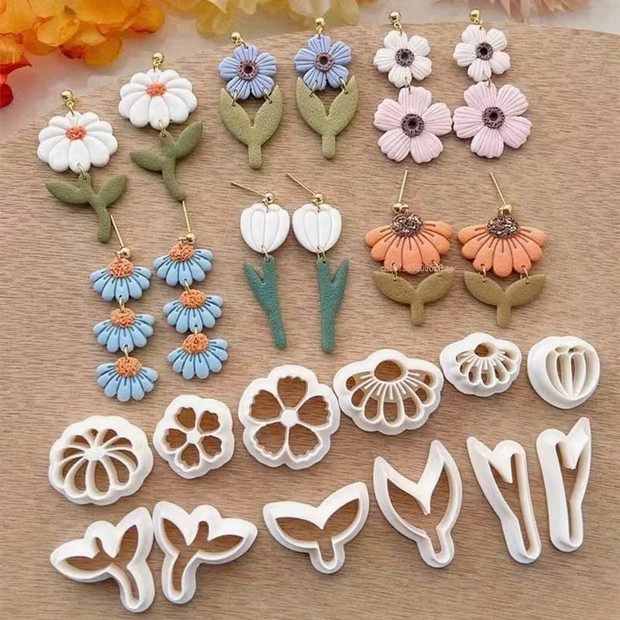 Polymer Clay Earring Cutters — Floral Set, 12pk