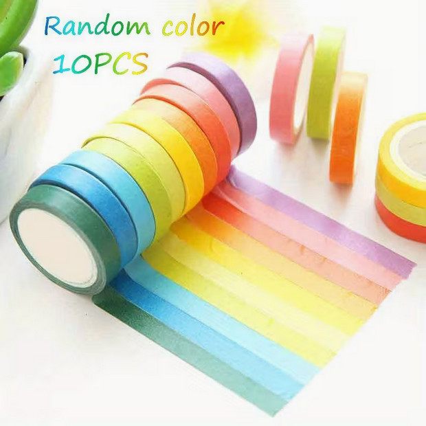 Rainbow Washi Tape Bundle — 10 Rolls, Pastel Set