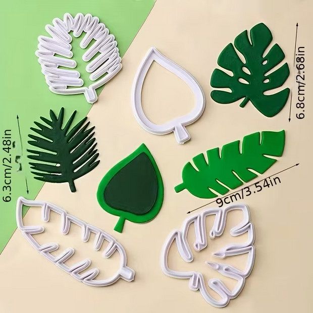 Tropical Leaf Clay Cutters — Monstera & Palm, 4pk