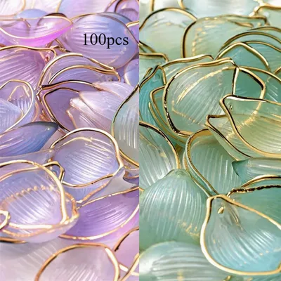 Translucent Petal Charms with Gold Edge – 100 Pack