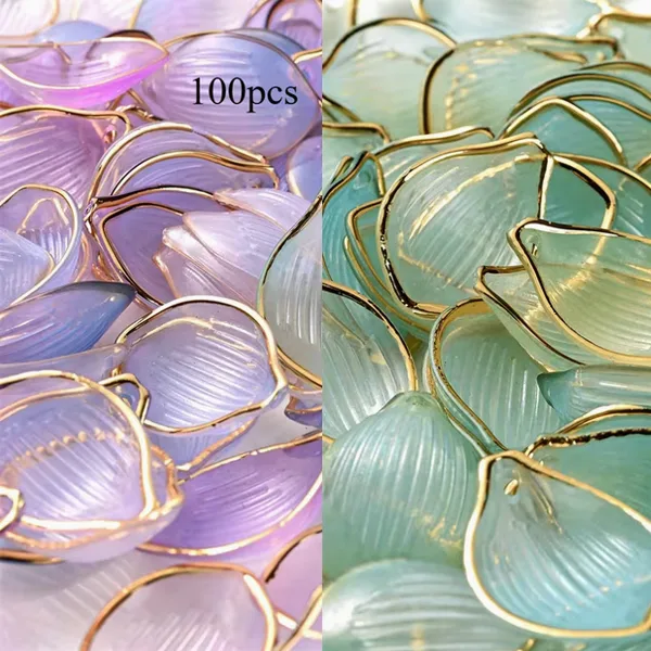 Translucent Petal Charms with Gold Edge – 100 Pack