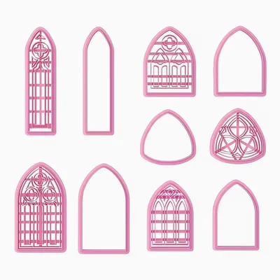 Gothic Cathedral Window Polymer Clay Cutters – 10pc Set for Earrings