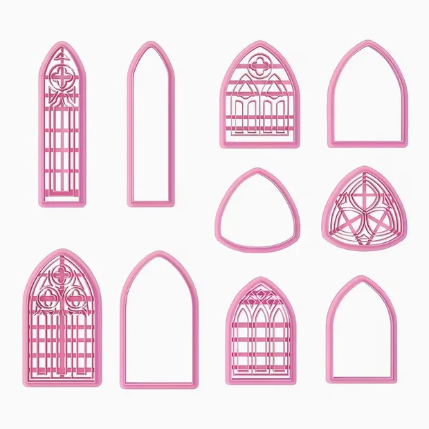 Gothic Cathedral Window Polymer Clay Cutters – 10pc Set for Earrings