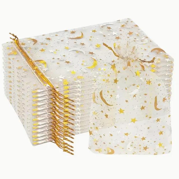 Moon & Stars Organza Gift Bags - Large