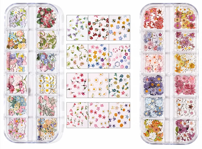 Mini Flower Nail Art Decorations - 2 Colours
