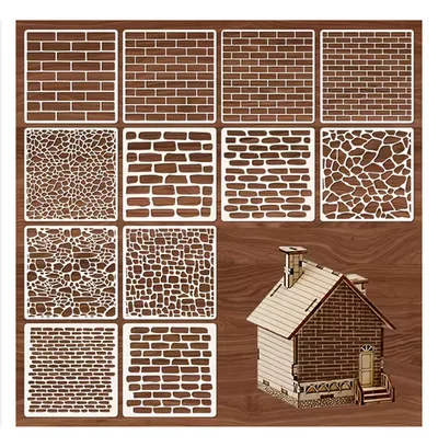 Brick & Stone Texture Stencil Set – 12