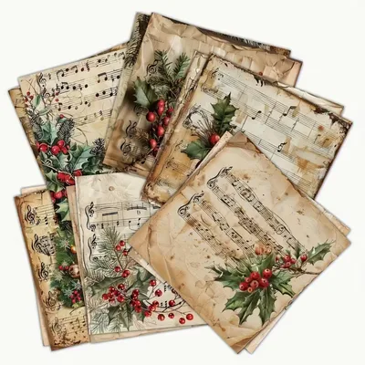 Vintage Christmas Sheet Music Scrapbook Paper
