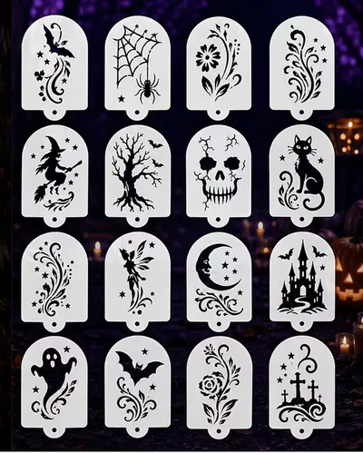 16 Small Halloween Face Paint Stencils