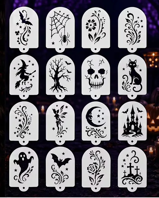 16 Small Halloween Face Paint Stencils