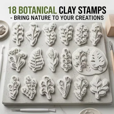 Botanical Clay Stamp Set – 18 Pieces