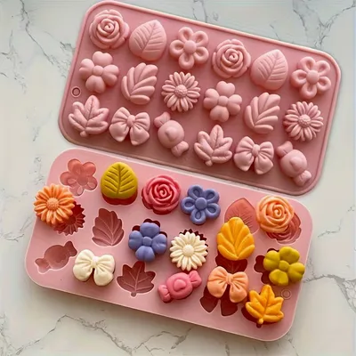 Floral & Heart Silicone Mould – 18 Cavities for Wax Melts, Resin, Soap & Clay