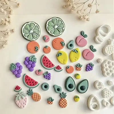 Fruit Polymer Clay Cutters – 20pc Set, Watermelon, Avocado, Citrus & More