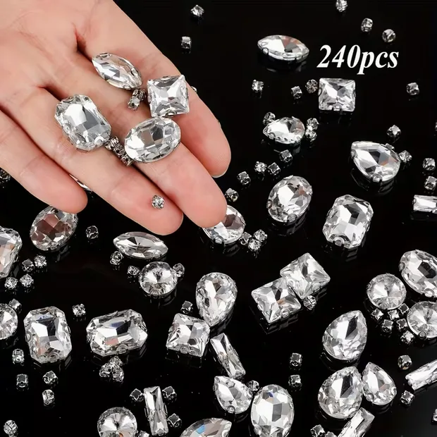 Sew-On Rhinestones in Silver Settings – 240 Clear