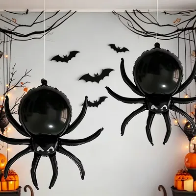 Giant 3D Halloween Spider Balloons – Pack of 2, 82cm
