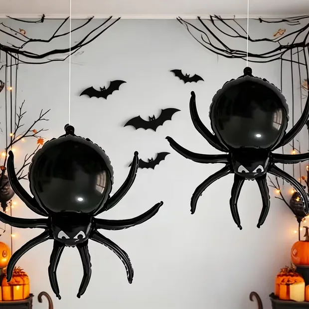 Giant 3D Halloween Spider Balloons – Pack of 2, 82cm