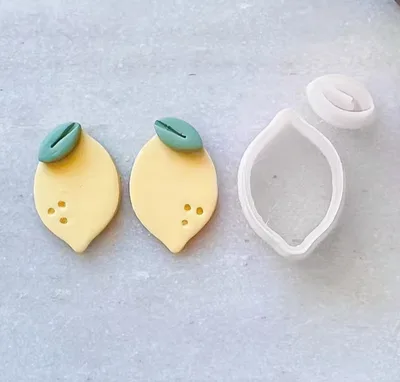Mini Lemon Polymer Clay Cutters – Lemon & Leaf, 2pc Set