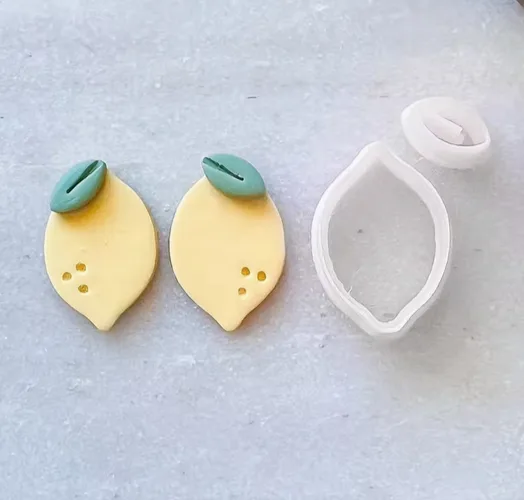 Mini Lemon Polymer Clay Cutters – Lemon & Leaf, 2pc Set