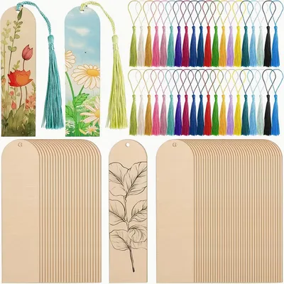 Blank Wooden Bookmarks with Tassels – Pack of 30, 12cm