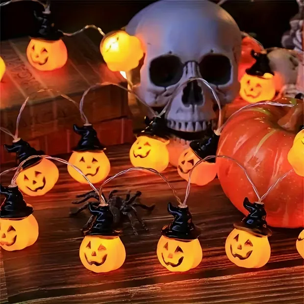 Halloween Pumpkin Fairy Lights – 20 LEDs, 3m