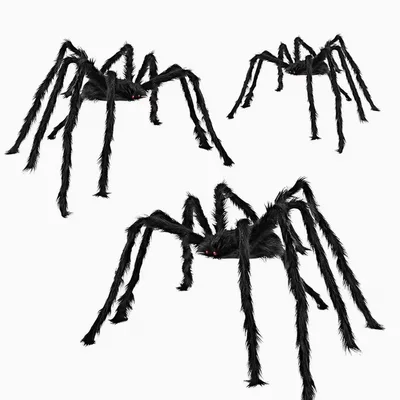 Giant Hairy Halloween Spiders – Set of 3 (75cm, 50cm, 30cm)