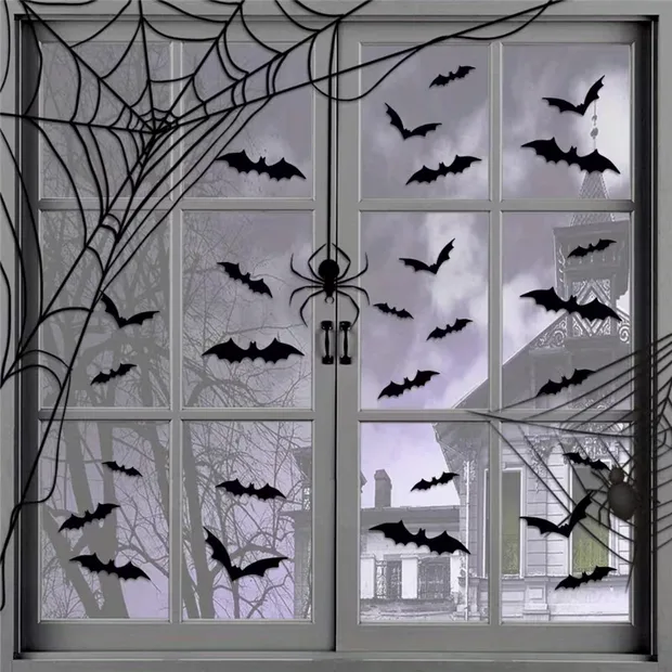 48 3D Halloween Bat Wall Stickers