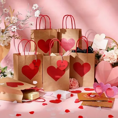 Kraft Heart Gift Bags