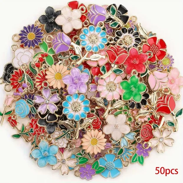 Enamel Flower Charms – 50