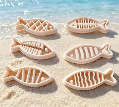 Patterned Fish Polymer Clay Cutters – 6 Designs with Hanging Hole, 40mm