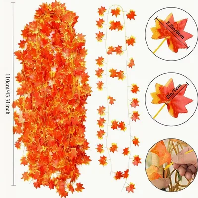 Autumn Maple Leaf Garland – Pack of 6, 110cm