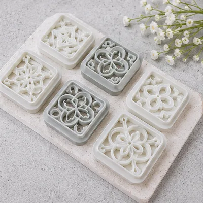 Boho Tile Polymer Clay Cutters – 8 Floral & Geometric Designs, 28–30mm