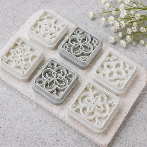 Boho Tile Polymer Clay Cutters – 8 Floral & Geometric Designs, 28–30mm