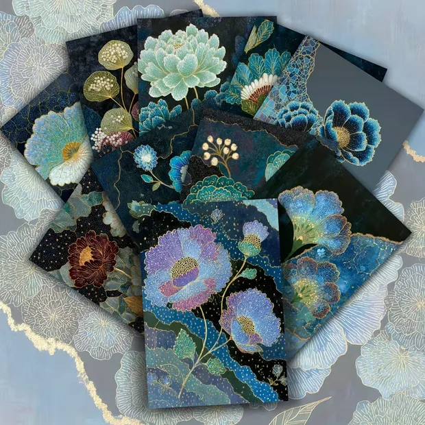 Vintage Stained Glass Floral Art Postcards – Set of 20