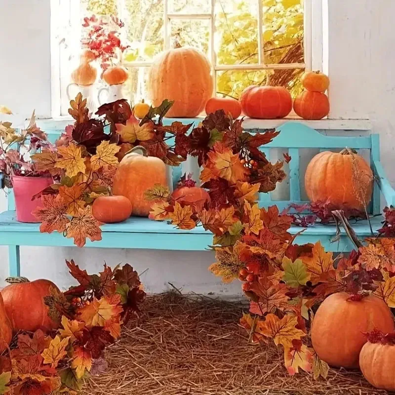 Artificial Autumn Maple Leaf Garland – 2 m