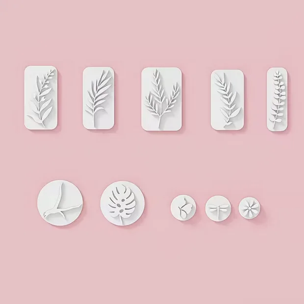 Botanical Clay Stamps Set of 10