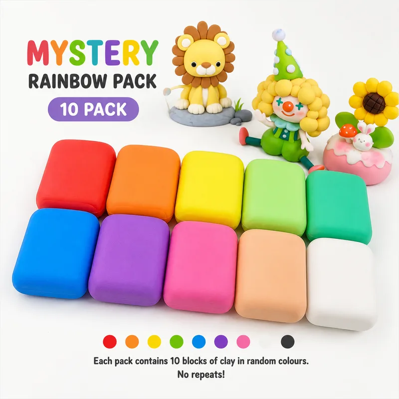 Rainbow Foam Clay Mystery Pack – 10 Different Colours, 50g