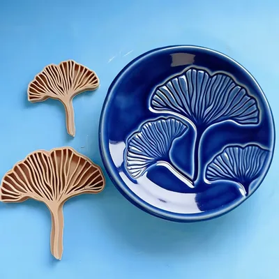 Ginkgo Leaf Clay Stamps – 2 Sizes for Pottery & Polymer Clay, 4.8cm & 6.8cm