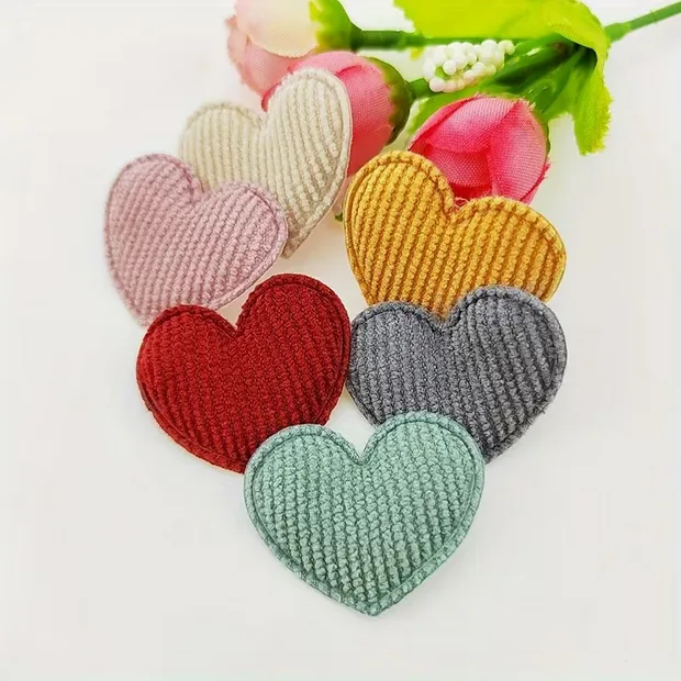 Padded Corduroy Heart Embellishments – 50