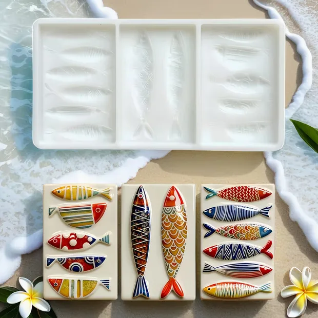 Mini Fish Silicone Mould – 13 Nordic-Style Fish for Chocolate, Fondant & Clay