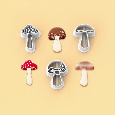 Mushroom Polymer Clay Cutters – 3 Embossed Toadstool Designs