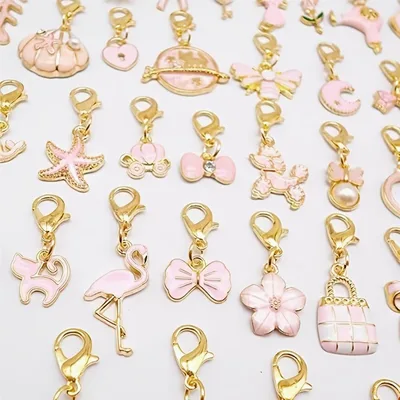 Pink Enamel Clip-On Charms – Pack of 25