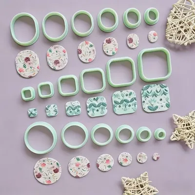 Basic Shape Polymer Clay Cutters – 18 Ovals, Rounds & Squares