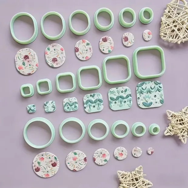 Basic Shape Polymer Clay Cutters – 18 Ovals, Rounds & Squares