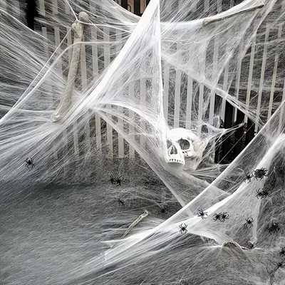 Stretchable Halloween Spider Web – 20g with 2 Spiders