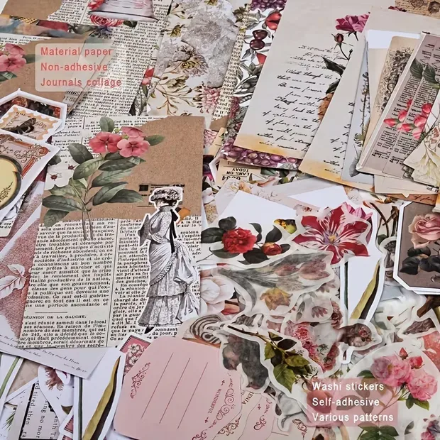 Vintage Botanical Scrapbook Paper Set