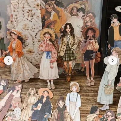 Vintage Fashion Character Sticker Pack