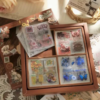 Vintage Floral & Butterfly Sticker Gift Box – 100 Stickers