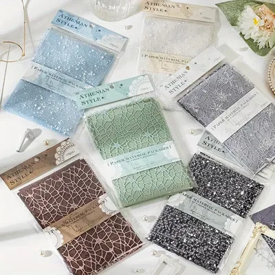 Vintage Lace Textured Paper Set – 6 Colours